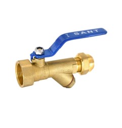 Sant Brass Ball Valve With Strainer And Flare Nut