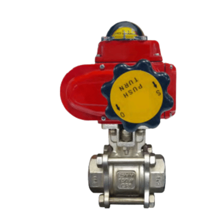 “UPC” ELECTRIC ACTUATOR OPERATED THREE PIECE SCREWED END BALL VALVE