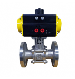 “UPC” PNEUMATIC ACTUATOR OPERATED THREE PIECE FLANGED END BALL VALVE