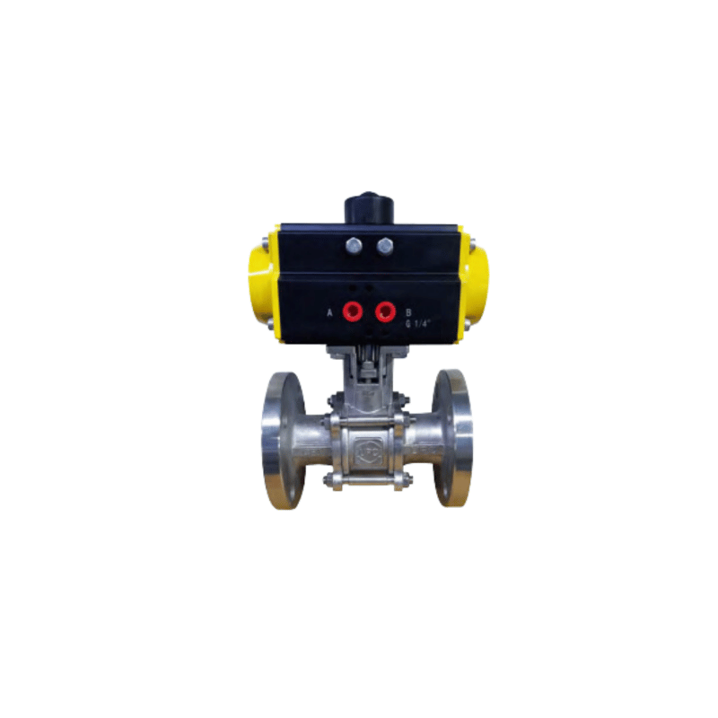 UPC Pneumatic Actuator Operated Three Piece Flanged END Ball Valve Price CF8