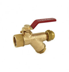 Zoloto Bronze Ball Valve With Integral Strainer & Flare Nut (Mixed Ends)