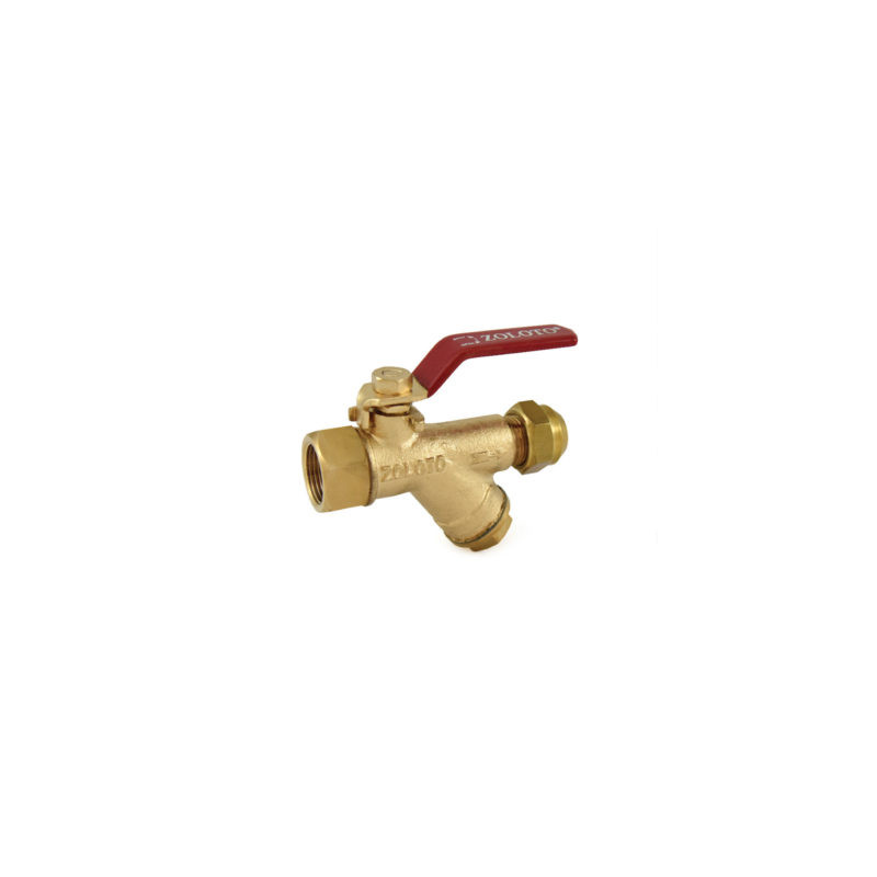 Zoloto Bronze Ball Valve With Integral Strainer & Flare Nut (Mixed Ends)