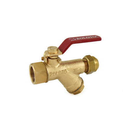 Zoloto Bronze Ball Valve With Integral Strainer & Flare Nut (Mixed Ends)