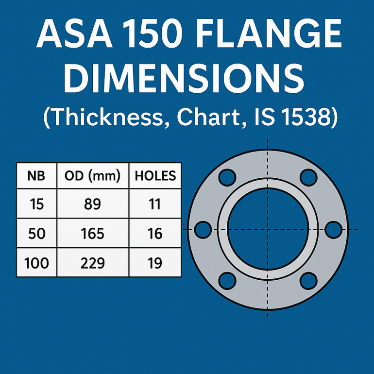 ASA 150 Flange Dimensions Chart – Thickness, Size & IS 1538 Table